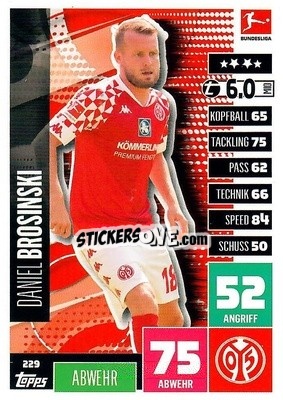 Sticker Daniel Brosinski - German Football Bundesliga 2020-2021. Match Attax - Topps