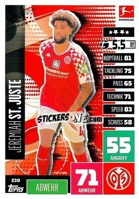 Sticker Jeremiah St. Juste - German Football Bundesliga 2020-2021. Match Attax - Topps