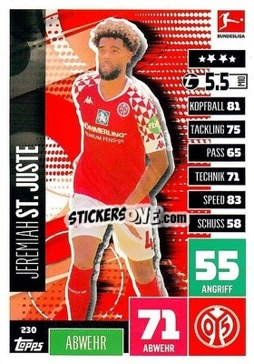 Figurina Jeremiah St. Juste - German Football Bundesliga 2020-2021. Match Attax - Topps