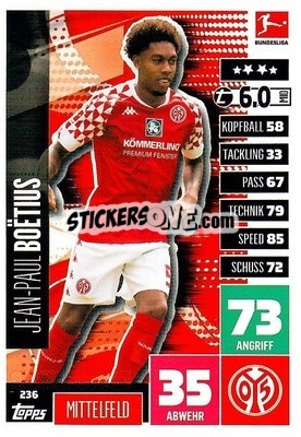 Sticker Jean-Paul Boetius - German Football Bundesliga 2020-2021. Match Attax - Topps