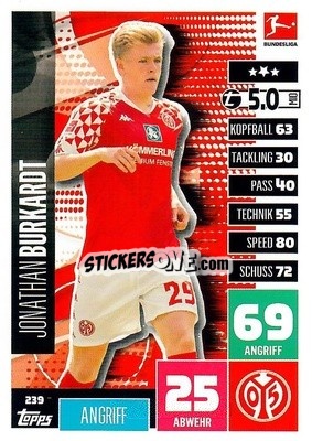Sticker Jonathan Burkardt - German Football Bundesliga 2020-2021. Match Attax - Topps
