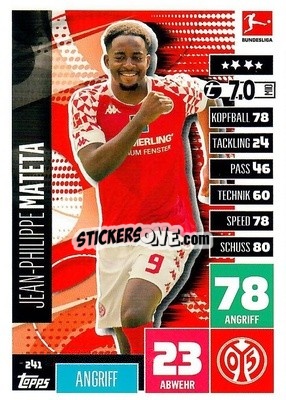 Sticker Jean-Philippe Mateta - German Football Bundesliga 2020-2021. Match Attax - Topps