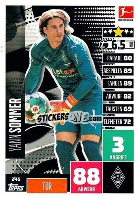 Sticker Yann Sommer - German Football Bundesliga 2020-2021. Match Attax - Topps