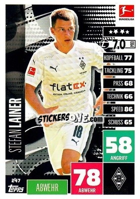 Sticker Stefan Lainer - German Football Bundesliga 2020-2021. Match Attax - Topps