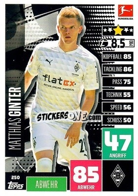 Sticker Matthias Ginter - German Football Bundesliga 2020-2021. Match Attax - Topps