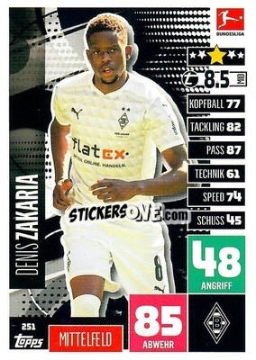 Figurina Denis Zakaria - German Football Bundesliga 2020-2021. Match Attax - Topps