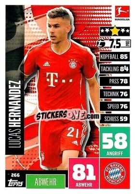 Sticker Lucas Hernandez - German Football Bundesliga 2020-2021. Match Attax - Topps