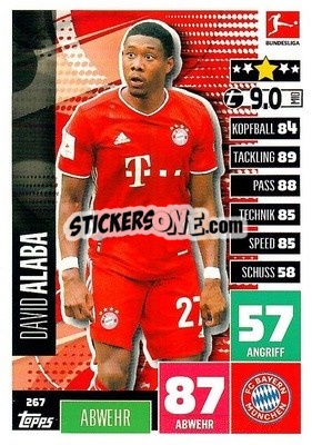 Sticker David Alaba - German Football Bundesliga 2020-2021. Match Attax - Topps