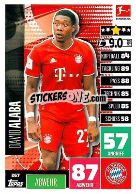 Cromo David Alaba - German Football Bundesliga 2020-2021. Match Attax - Topps