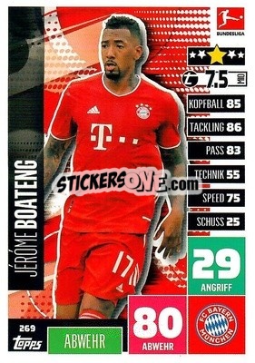 Sticker Jerome Boateng - German Football Bundesliga 2020-2021. Match Attax - Topps