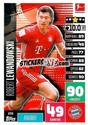 Sticker Robert Lewandowski - German Football Bundesliga 2020-2021. Match Attax - Topps