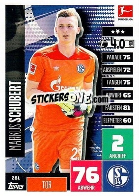 Figurina Markus Schubert - German Football Bundesliga 2020-2021. Match Attax - Topps