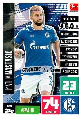 Cromo Matija Nastasic - German Football Bundesliga 2020-2021. Match Attax - Topps