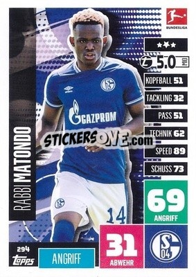 Cromo Rabbi Matondo - German Football Bundesliga 2020-2021. Match Attax - Topps