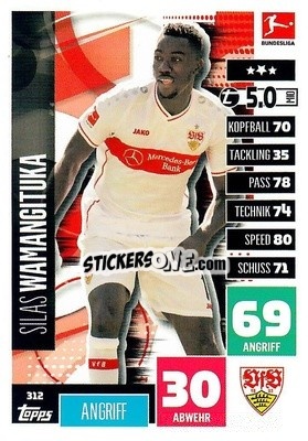 Cromo Silas Wamangituka - German Football Bundesliga 2020-2021. Match Attax - Topps