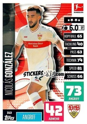 Cromo Nicolas Gonzalez - German Football Bundesliga 2020-2021. Match Attax - Topps