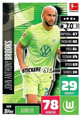 Cromo John Anthony Brooks - German Football Bundesliga 2020-2021. Match Attax - Topps