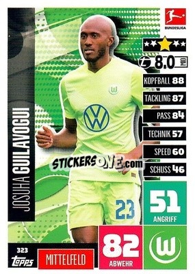 Sticker Josuha Guilavogui - German Football Bundesliga 2020-2021. Match Attax - Topps