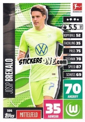 Sticker Josip Brekalo - German Football Bundesliga 2020-2021. Match Attax - Topps