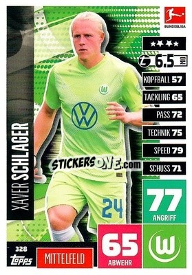 Cromo Xaver Schlager - German Football Bundesliga 2020-2021. Match Attax - Topps
