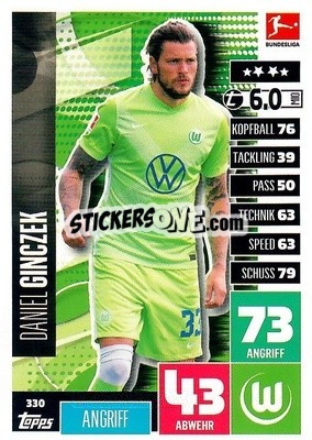 Sticker Daniel Ginczek - German Football Bundesliga 2020-2021. Match Attax - Topps