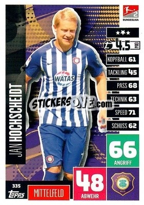 Sticker Jan Hochscheidt - German Football Bundesliga 2020-2021. Match Attax - Topps