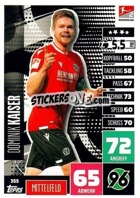 Cromo Dominik Kaiser - German Football Bundesliga 2020-2021. Match Attax - Topps