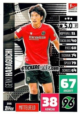 Sticker Genki Haraguchi - German Football Bundesliga 2020-2021. Match Attax n. 356 - Topps
