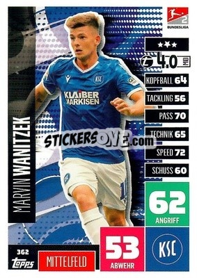 Sticker Marvin Wanitzek - German Football Bundesliga 2020-2021. Match Attax - Topps