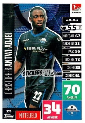 Sticker Christopher Antwi-Adjei - German Football Bundesliga 2020-2021. Match Attax - Topps