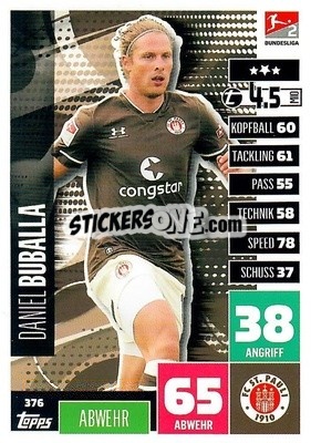 Sticker Daniel Buballa - German Football Bundesliga 2020-2021. Match Attax - Topps