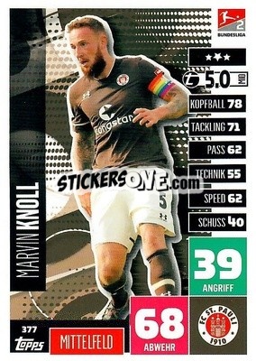 Sticker Marvin Knoll - German Football Bundesliga 2020-2021. Match Attax - Topps