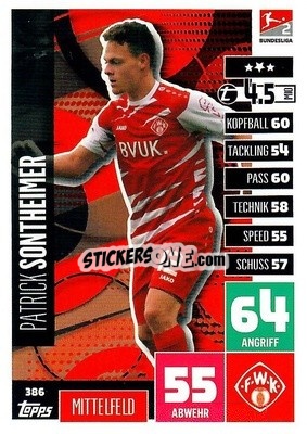 Cromo Patrick Sontheimer - German Football Bundesliga 2020-2021. Match Attax - Topps