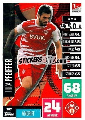 Sticker Luca Pfeiffer - German Football Bundesliga 2020-2021. Match Attax - Topps