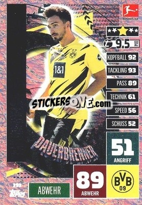 Sticker Mats Hummels - German Football Bundesliga 2020-2021. Match Attax - Topps