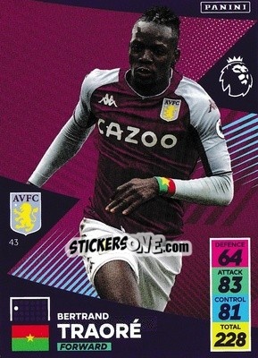 Sticker Bertrand Traoré - English Premier League 2021-2022. Adrenalyn XL n. 43 - Panini
