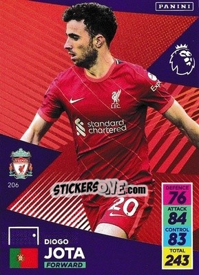 Sticker Diogo Jota - English Premier League 2021-2022. Adrenalyn XL n. 206 - Panini