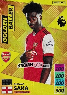 Sticker Bukayo Saka - English Premier League 2021-2022. Adrenalyn XL n. 1 - Panini