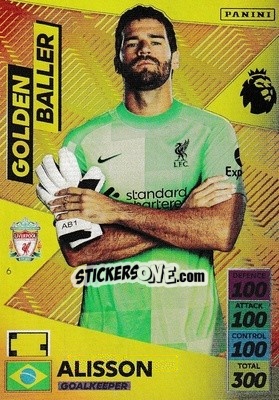 Sticker Alisson - English Premier League 2021-2022. Adrenalyn XL n. 6 - Panini