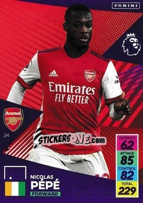 Sticker Nicolas Pépé - English Premier League 2021-2022. Adrenalyn XL n. 24 - Panini