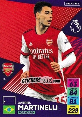 Sticker Gabriel Martinelli - English Premier League 2021-2022. Adrenalyn XL n. 26 - Panini