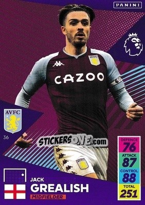 Figurina Jack Grealish - English Premier League 2021-2022. Adrenalyn XL - Panini