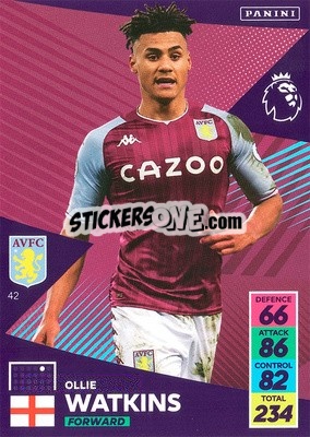 Sticker Ollie Watkins - English Premier League 2021-2022. Adrenalyn XL n. 42 - Panini