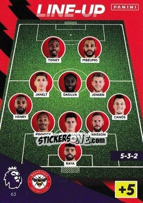 Sticker Line-Up - English Premier League 2021-2022. Adrenalyn XL n. 63 - Panini