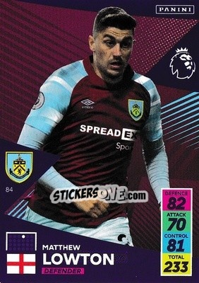 Sticker Matthew Lowton - English Premier League 2021-2022. Adrenalyn XL n. 84 - Panini