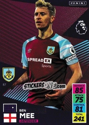 Sticker Ben Mee - English Premier League 2021-2022. Adrenalyn XL - Panini