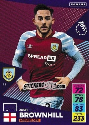 Sticker Josh Brownhill - English Premier League 2021-2022. Adrenalyn XL - Panini