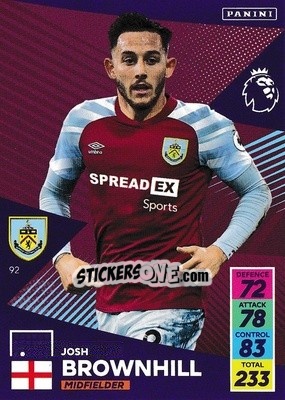 Sticker Josh Brownhill - English Premier League 2021-2022. Adrenalyn XL n. 92 - Panini