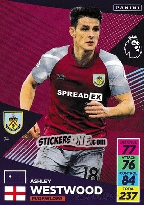 Sticker Ashley Westwood - English Premier League 2021-2022. Adrenalyn XL n. 94 - Panini