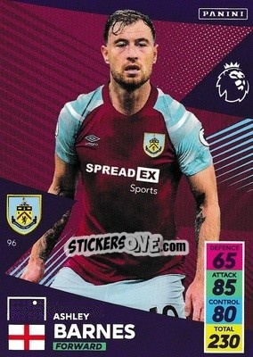 Sticker Ashley Barnes - English Premier League 2021-2022. Adrenalyn XL n. 96 - Panini